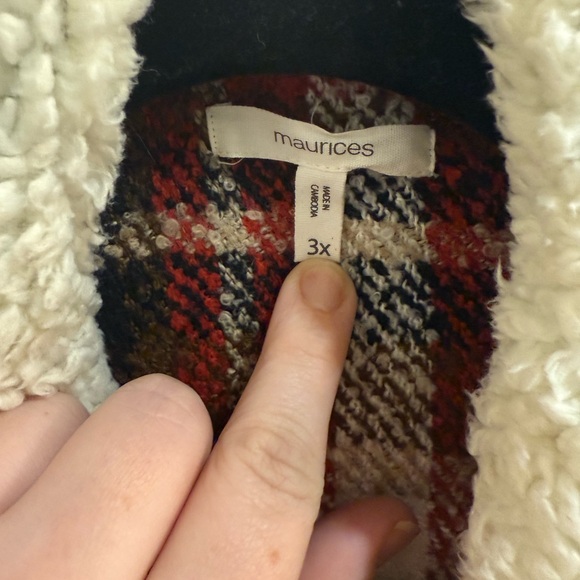 Maurices Red and Brown Plaid Teddy Jacket - Picture 4 of 4